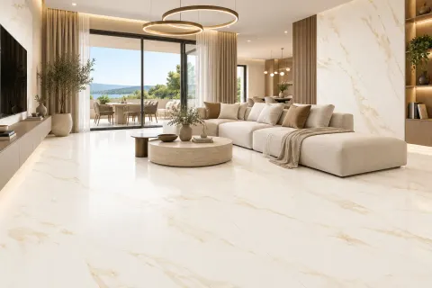 Living cu pardoseală Classy Warm White 120x120